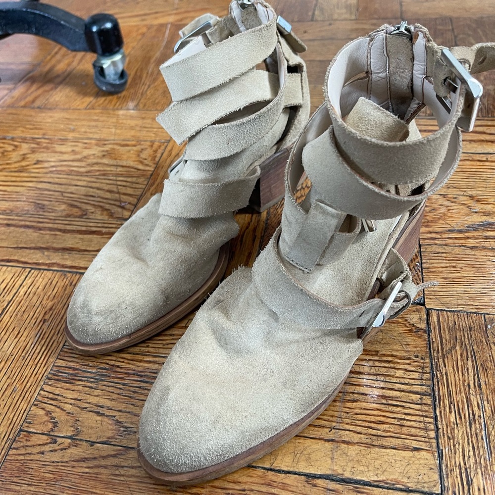 ZARA woman suede cut out strappy boot
